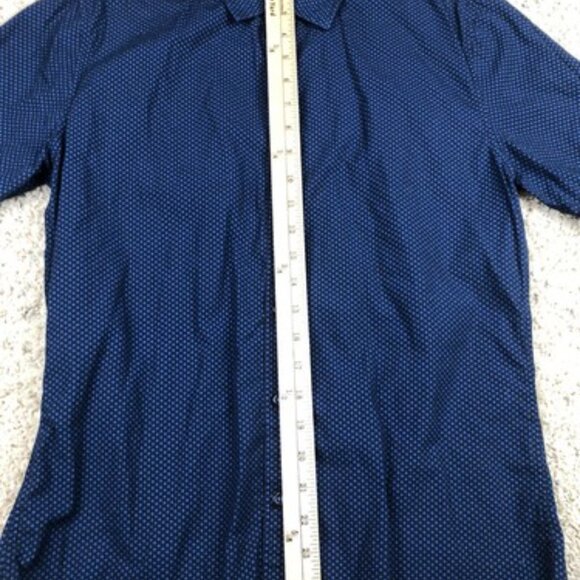 Beverly Hills Polo Club Blue Short Sleeve Button Up Shirt Small Casual Geometric - Picture 5 of 7